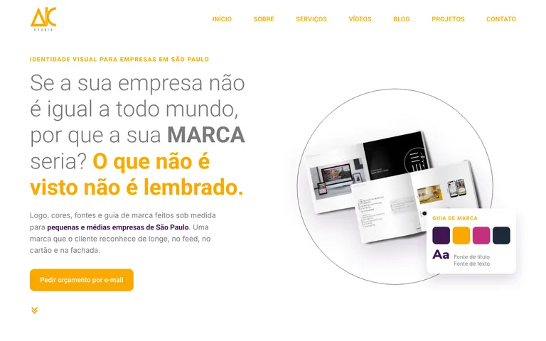 Página de identidade visual do site do Studio AiC